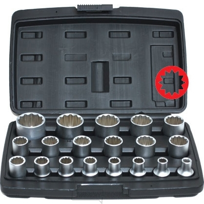 19-dílná sada nástrčných hlavic 1/2" Genborx JBTK 1219