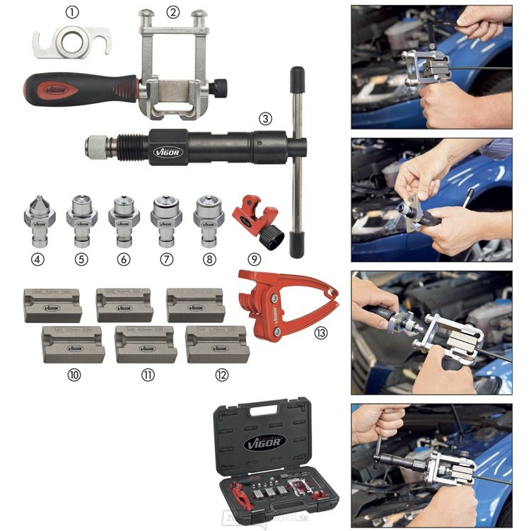 Sada nástrojov pre úpravu koncov trubičiek VIGOR V1728