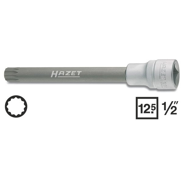Zástrčná hlavice pre montáž skrutiek hláv valcov motorov HAZET 990 S Lg-12