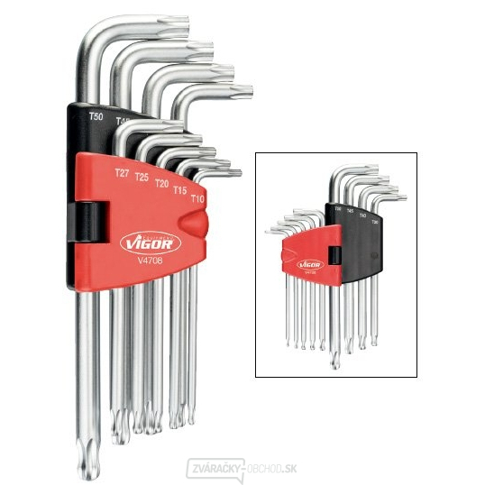 Sada zahnutých kľúčov TORX s guľovou hlavicou VIGOR V4708 Sada zahnutých kľúčov TORX s guľovou hlavicou VIGOR V4708 gallery main image