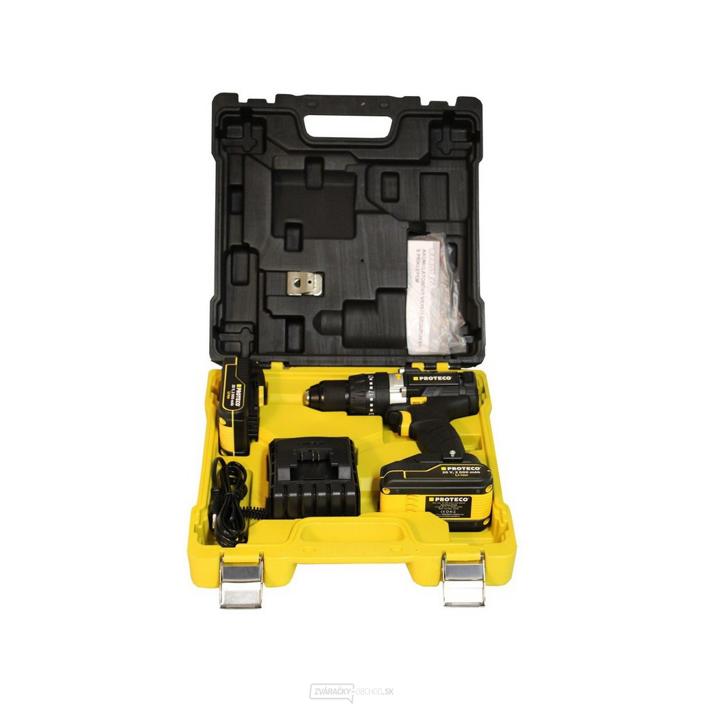 vŕtačka s príklepom akumulátorová 2-13mm 20V, 2 akumulátory