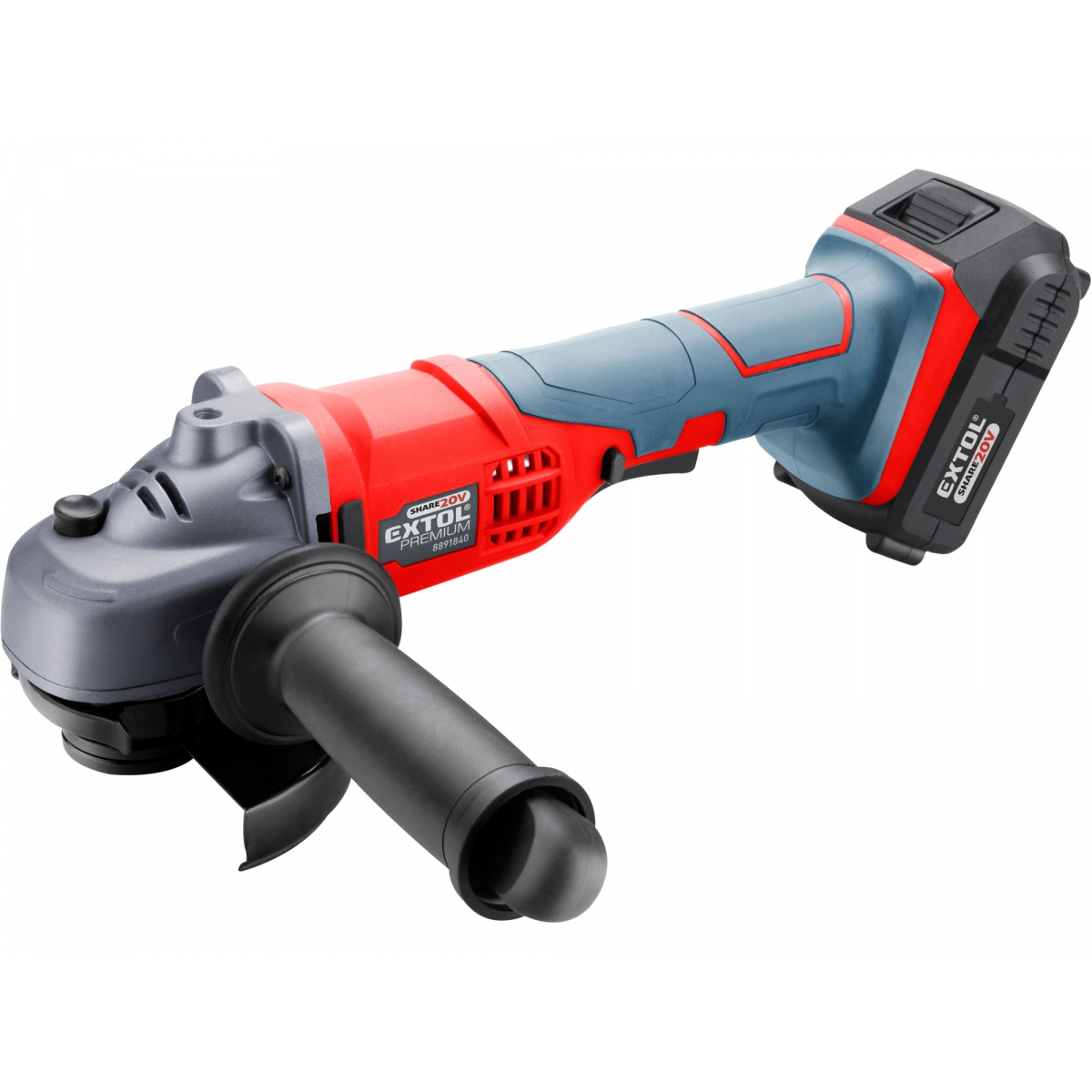 Akumulátorová uhlová brúska 115mm EXTOL PREMIUM, SHARE20V, 20V Li-ion, 2000mAh