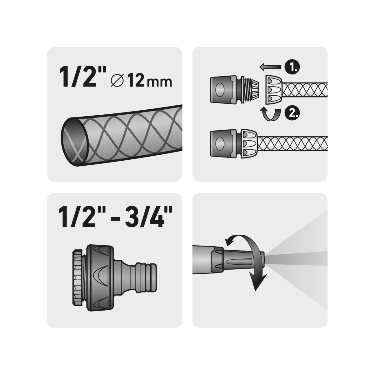 Hadicový set 4ks pre 1/2 