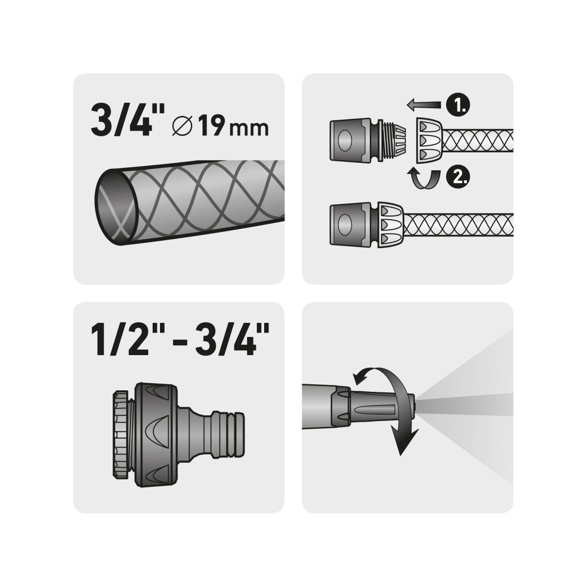 Hadicový set 4ks, pre 3/4