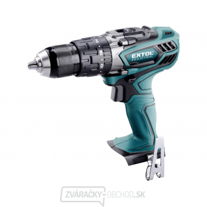 Aku vŕtací skrutkovač EXTOL s príklepom, 18V Li-ion, 4 pólový motor, 2000mAh, bez batérie a nabíjačky gallery main image