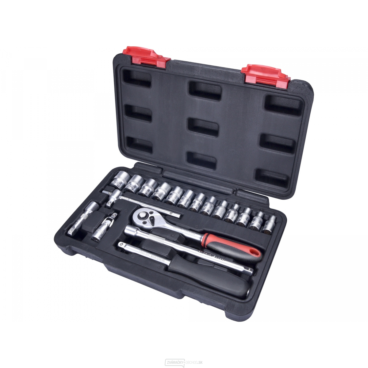 Hlavice nástrčné, sada 19ks, CrV, 1/4"