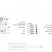 Hlavice nástrčné, sada 30ks, CrV, 1/4