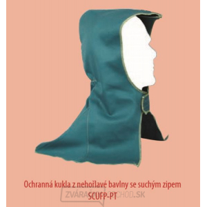 Ochranná kukla z nehorľavej bavlny PROBAN s ochrannou zátylku a ramien so suchým zipsom (zelená) gallery main image