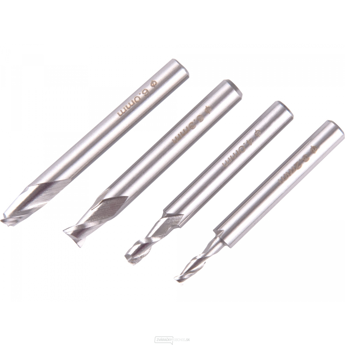 Frézy stopkové, sada 4ks, ∅3,2-4-6-6,3mm Frézy stopkové, sada 4ks, ∅3,2-4-6-6,3mm gallery main image