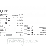 Hlavice nástrčné, sada 57ks, CrV, 1/4