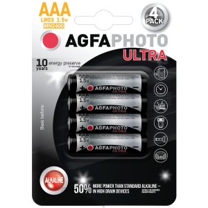 AgfaPhoto Ultra alkalická batéria LR03/AAA, 4ks AgfaPhoto Ultra alkalická batéria LR03/AAA, 4ks gallery main image