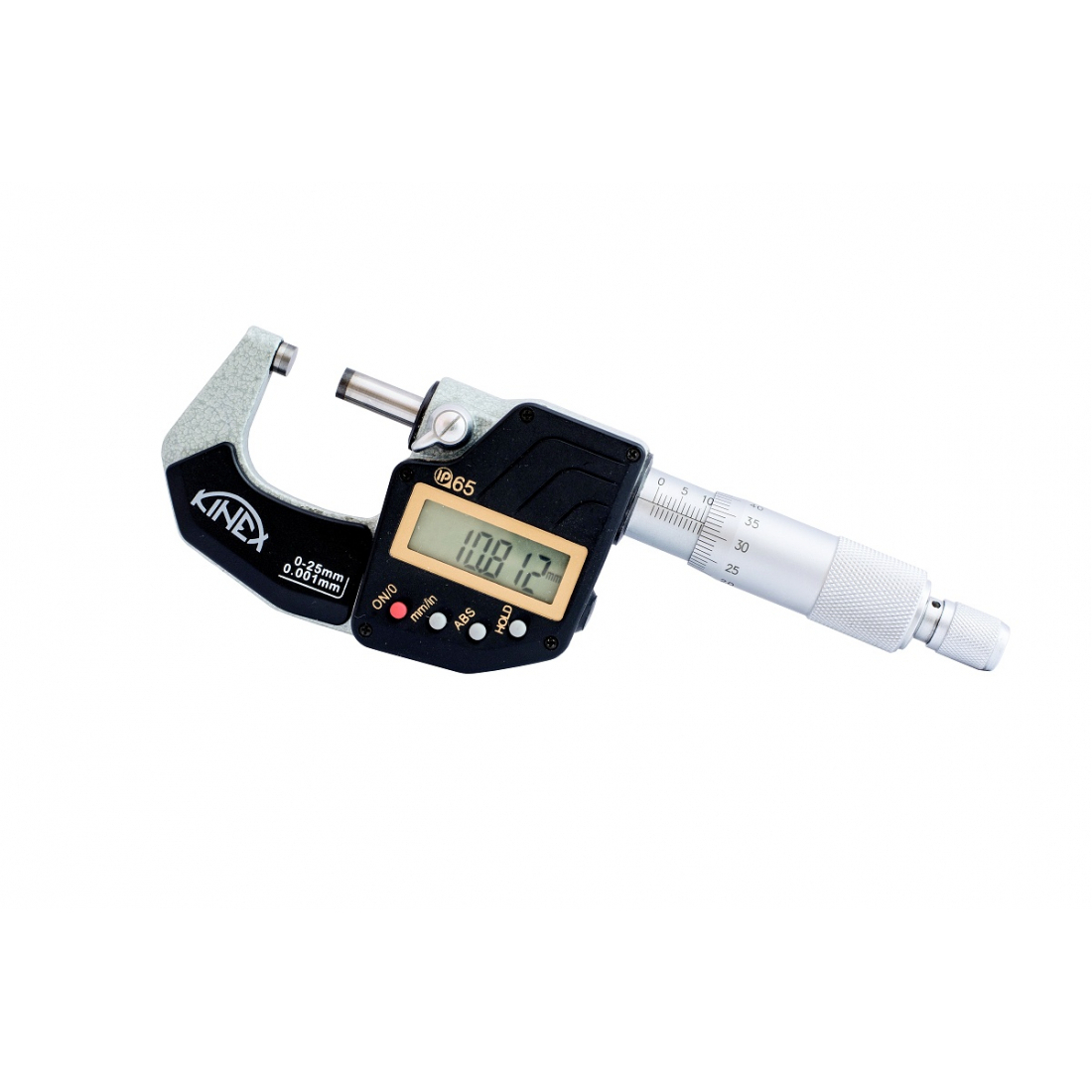 Digitálny mikrometer strmeňový KINEX ABSOLUTE ZERO, 0-25 mm, 0,001 mm, DIN 863, IP 65