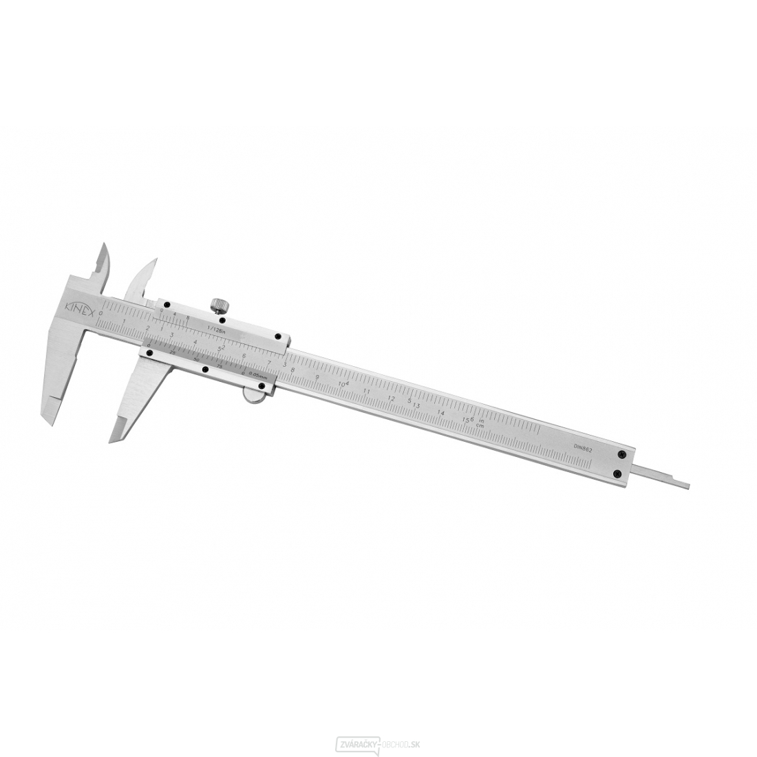 Posuvné meradlo KINEX 150 mm, 0,05 mm, aretácia skrutkou, mm+inch, ČSN 25 1238, DIN 862