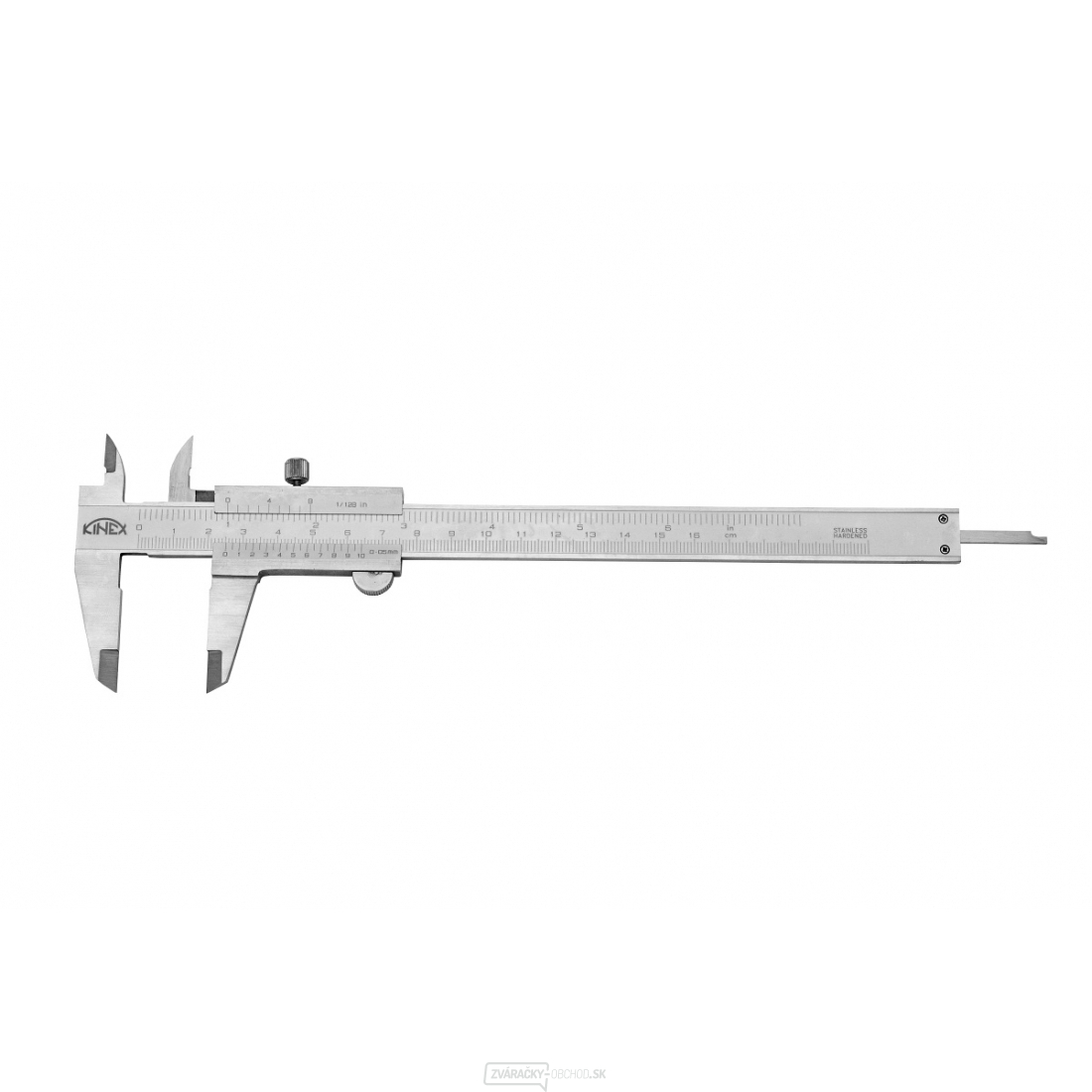 Posuvné meradlo KINEX 160 mm, 0,05 mm, aretácia skrutkou, mm+inch, monoblok, ČSN 25 1238, DIN 862
