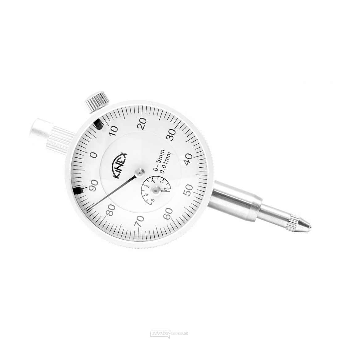 Úchylkomer číselníkový KINEX 0-5 mm/40 mm/0,01 mm, ČSN EN ISO 463, ČSN 25 1811, ČSN 25 1816