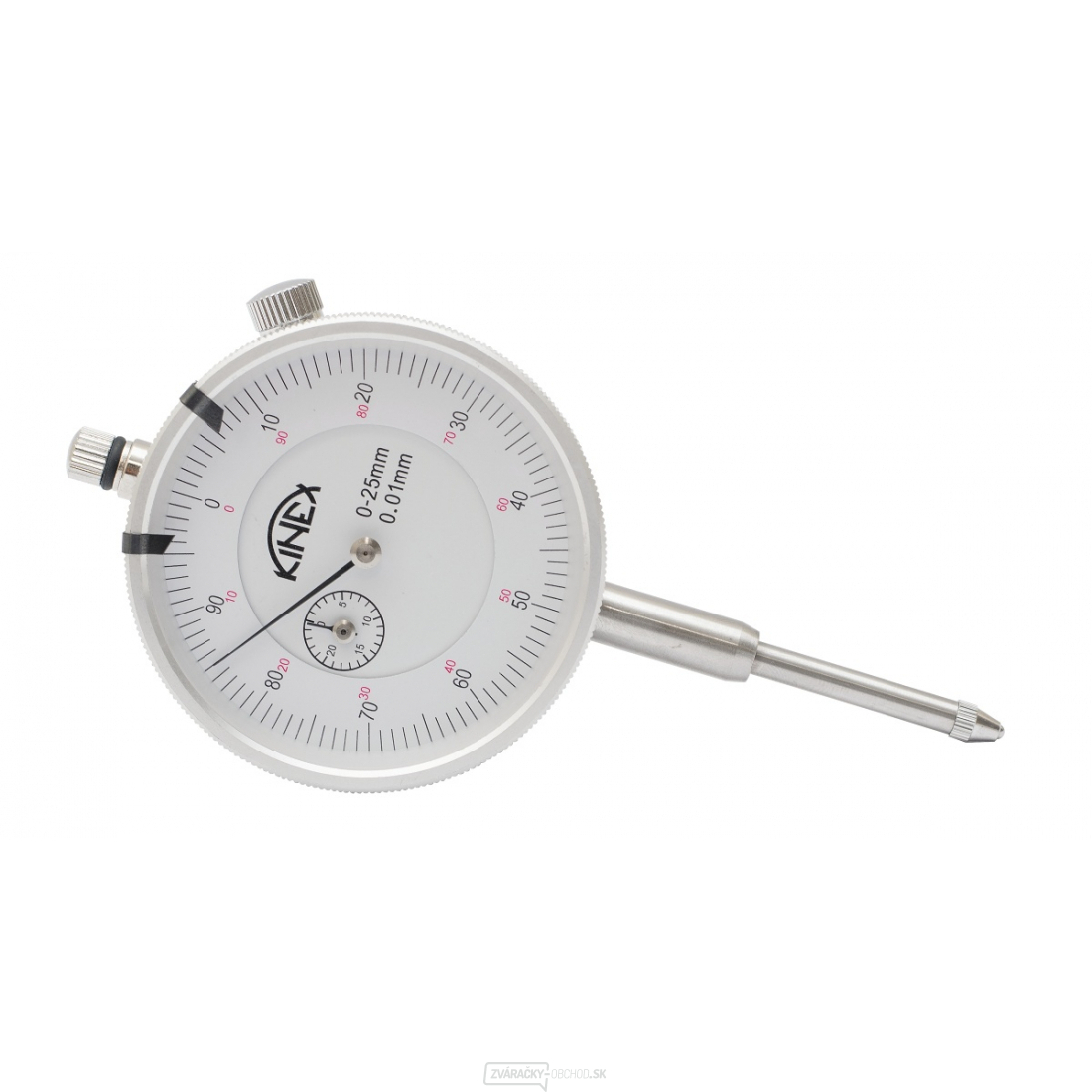 Úchylkomer číselníkový KINEX 0-25 mm/60 mm/0,01 mm, ČSN EN ISO 463, ČSN 25 1811, ČSN 25 1816