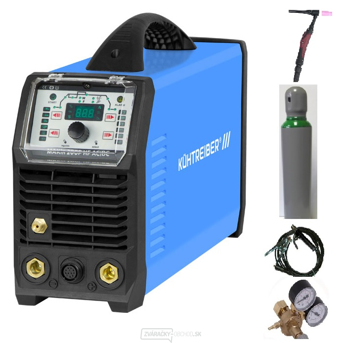 Zvárací invertor MAKin 200 P HF AC/DC + káble + TIG horák + ventil + plná fľaša ARGON 8L