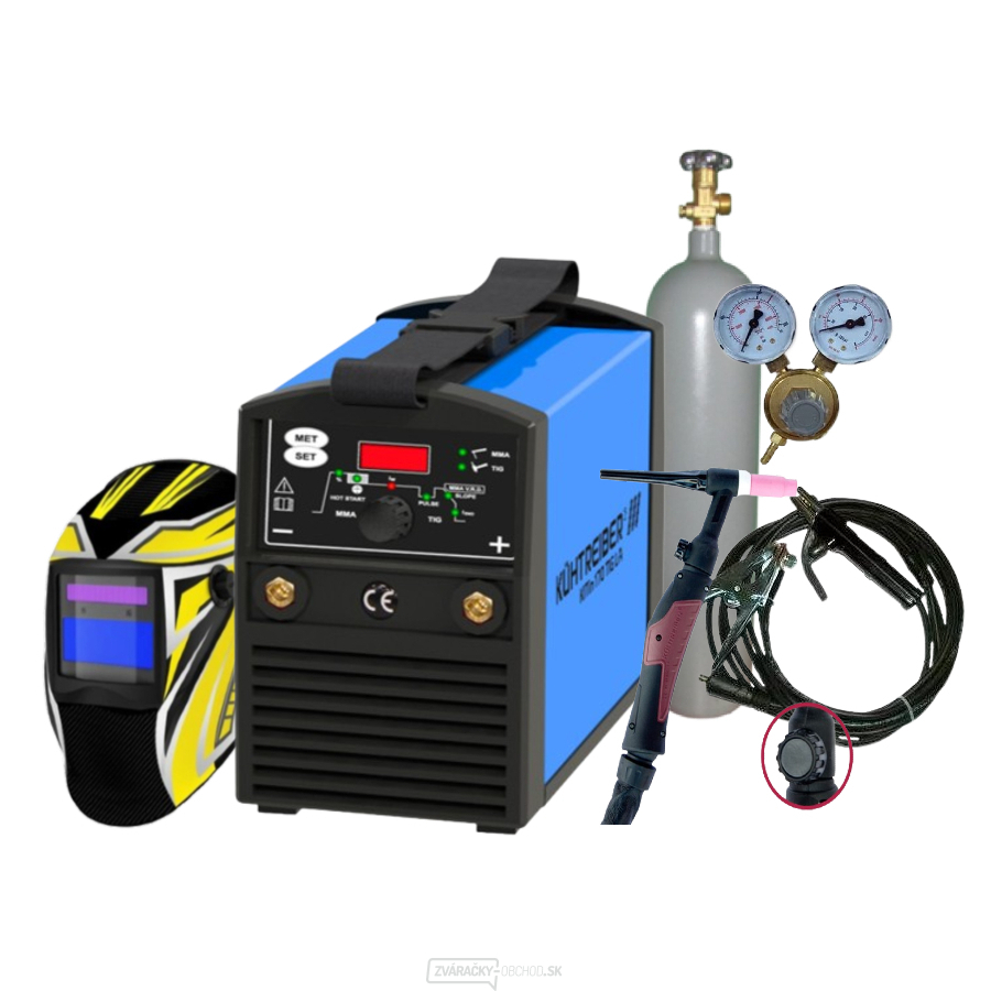 KITin 170 TIG LA + káble 25/3m + kukla + horák + redukčný ventil + plná fľaša ARGON