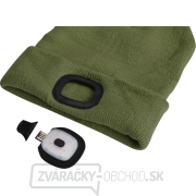 Čiapka s čelovkou 45lm, nabíjací, USB, tmavo zelená, univerzálna veľkosť Náhľad