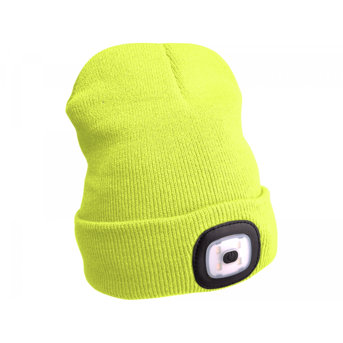 Čiapka s čelovkou 45lm, nabíjací, USB, fluorescenčná žltá, univerzálna veľkosť