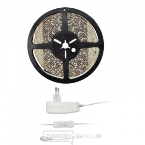 Solight LED svetelný pás s tester, 5m, sada s 12V adaptérom, 4,8W/m, IP65, studená biela gallery main image