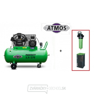 Kompresor Atmos Perfect 3/270 + SF Priemyselný filter (F02) + Kondenzačná sušička (AHD31)