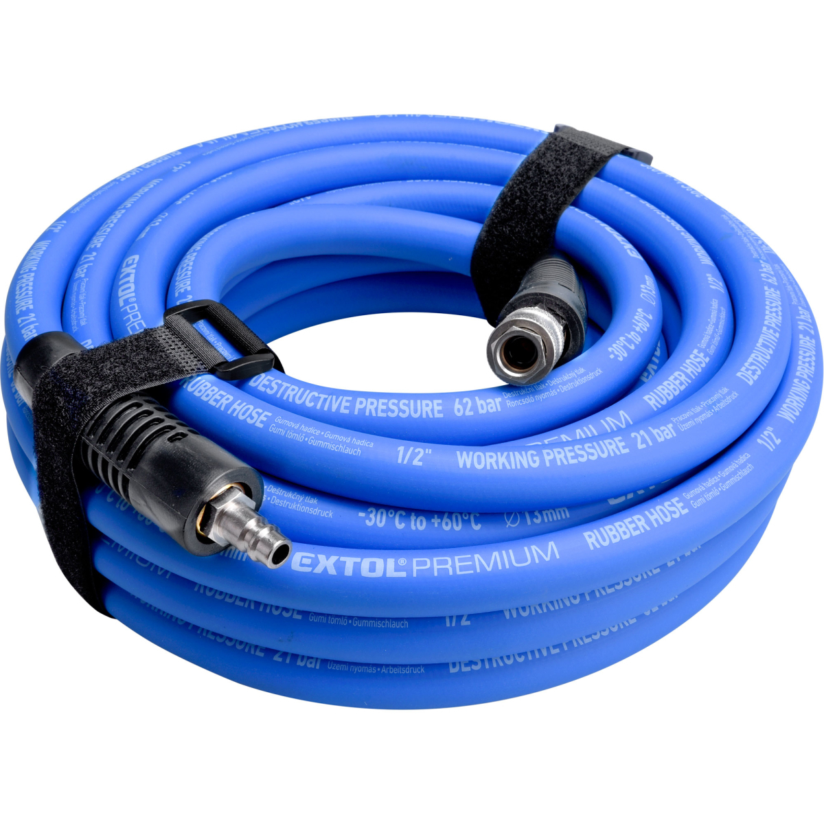 EXTOL PREMIUM Hadica vzduchová, guma, 1/4"rýchlospojka, 1/2" (13/19mm), 10m 8865149