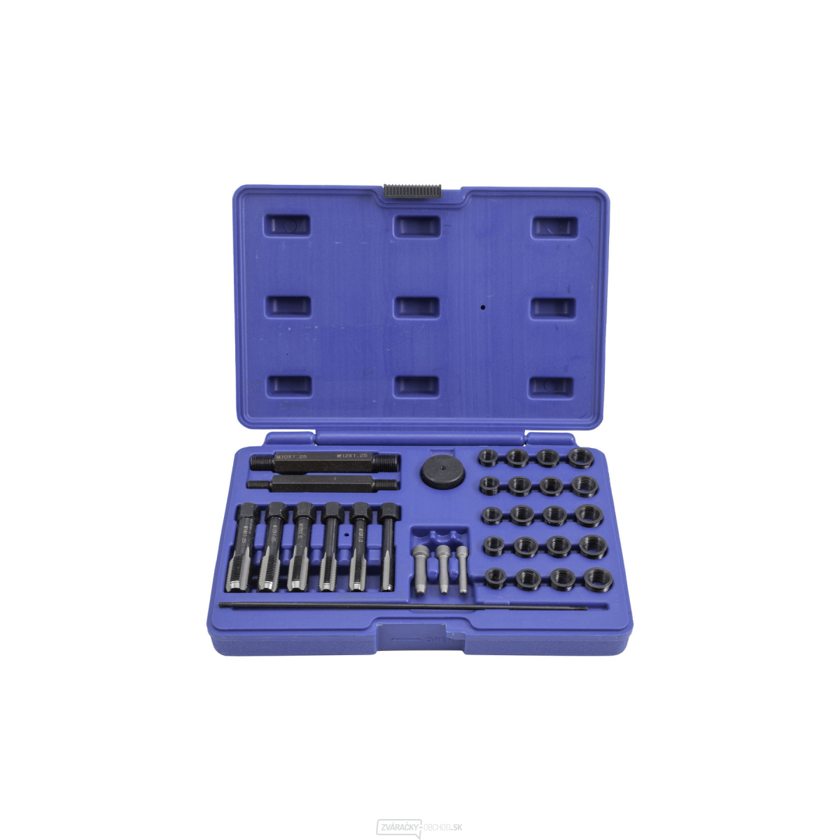 Sada na opravu závitov žeraviacich sviečok M8x1, M10x1, M10x1.25, M12x1.25, 33 kusov - QS14140