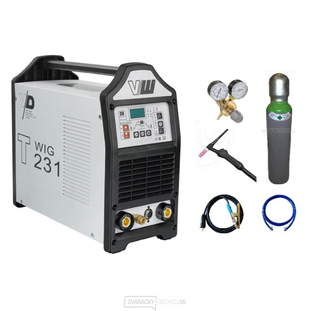 VECTOR DIGITAL T231 WIG + zváracie káble + Horák TIG s potenciometrom + ventil + Plná Argon fľaša
