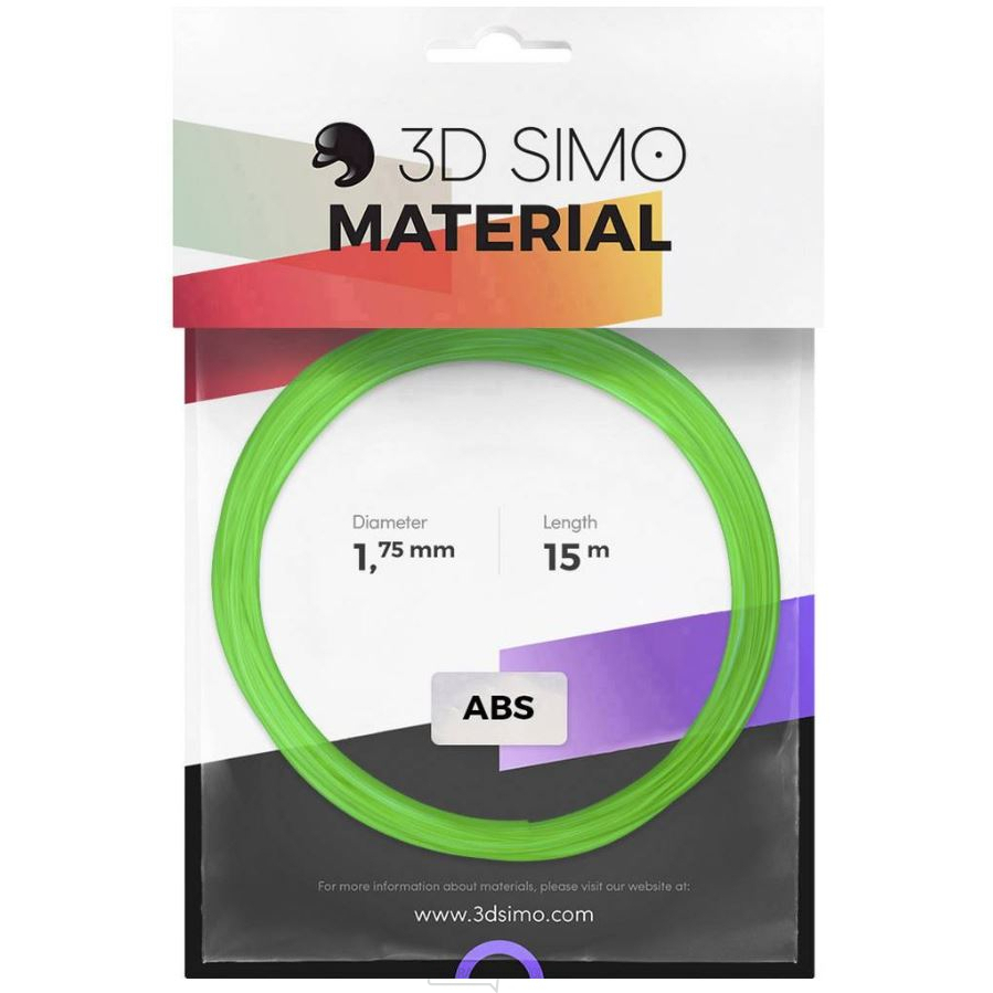 Sada Vlákien pre 3D Tlačiarne 3D Simo ABS - Transparentná zelená, žltá, lila (1.75mm)