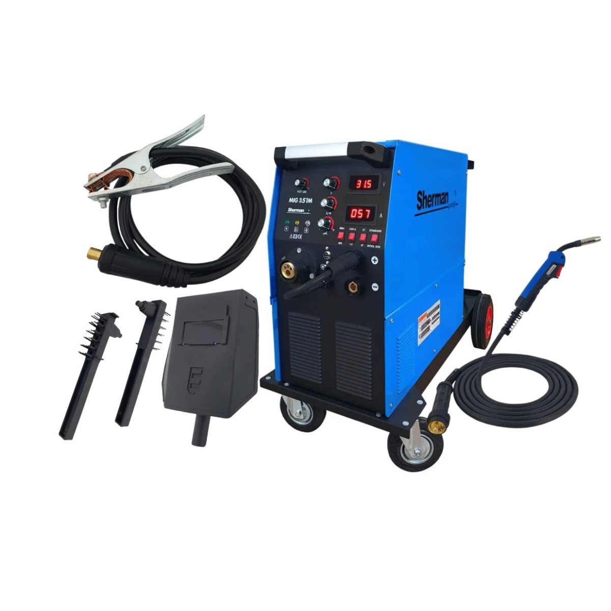 Sherman Invertorová Zváračka MIG 351M/4R + Horák + káble + Štít + Kladivo s kefou