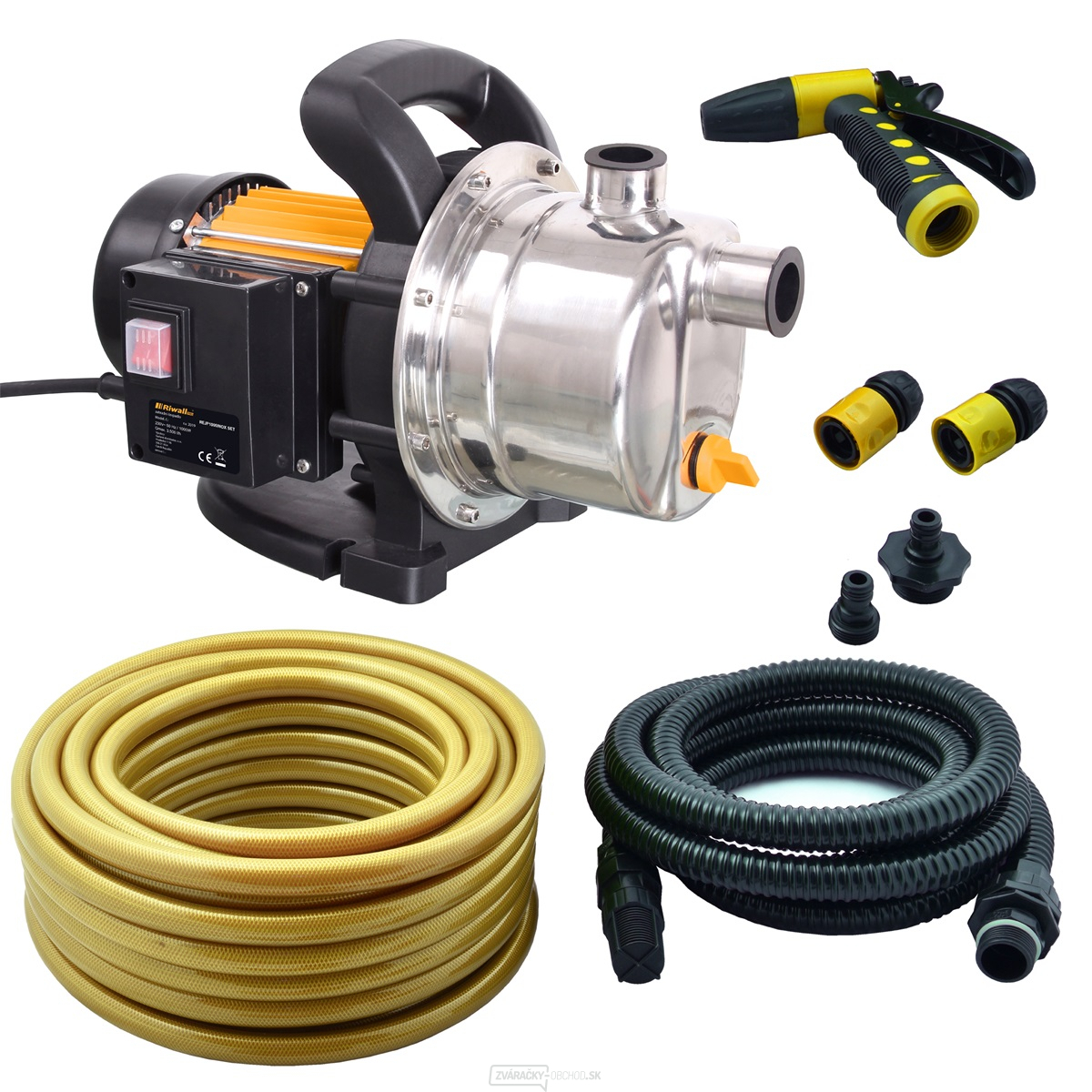 Čerpadlo na vodu Riwall PRO REJP 1000 INOX SET 1000 W s príslušenstvom - Záhradné prúdové čerpadlo