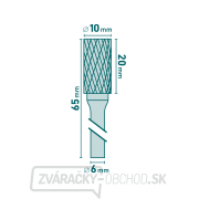 Fréza karbidová, valcová s čelným ozubením, pr.10x20mm/stopka 6mm, sek stredná (double-cut) Náhľad