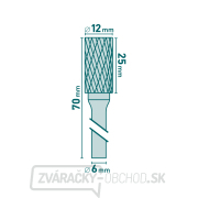 Fréza karbidová, valcová s čelným ozubením, pr.12x25mm/stopka 6mm, sek stredná (double-cut) Náhľad