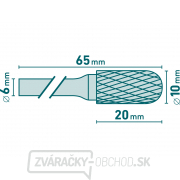 Fréza karbidová, valcová s guľovým čelom, pr.10x20mm/stopka 6mm, sek stredná (double-cut) Náhľad