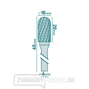 Fréza karbidová, valcová s guľovým čelom, pr.10x20mm/stopka 6mm, sek stredná (double-cut) Náhľad