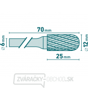 Fréza karbidová, valcová s guľovým čelom, pr.12x25mm/stopka 6mm, sek stredná (double-cut) Náhľad