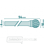 Fréza karbidová, guľová, pr.10mm/stopka 6mm, sek stredná (double-cut) Náhľad