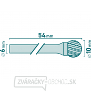 Fréza karbidová, guľová, pr.10mm/stopka 6mm, sek stredná (double-cut) Náhľad
