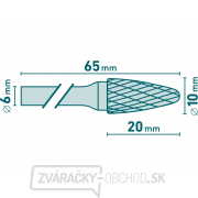 Fréza karbidová, okrúhly oblúk, pr.10x20mm/stopka 6mm, sek stredná (double-cut) Náhľad