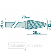 Fréza karbidová, okrúhly oblúk, pr.12x25mm/stopka 6mm, sek stredná (double-cut) Náhľad