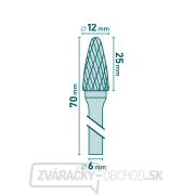 Fréza karbidová, okrúhly oblúk, pr.12x25mm/stopka 6mm, sek stredná (double-cut) Náhľad