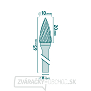 Fréza karbidová, ostrý oblúk, pr.10x20mm/stopka 6mm, sek stredná (double-cut) Náhľad