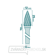 Fréza karbidová, ostrý oblúk, pr.12x25mm/stopka 6mm, sek stredná (double-cut) Náhľad