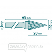 Fréza karbidová, kónická ihlan, pr.10x20mm/stopka 6mm, sek stredná (double-cut) Náhľad