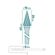 Fréza karbidová, kónická ihlan, pr.10x20mm/stopka 6mm, sek stredná (double-cut) Náhľad