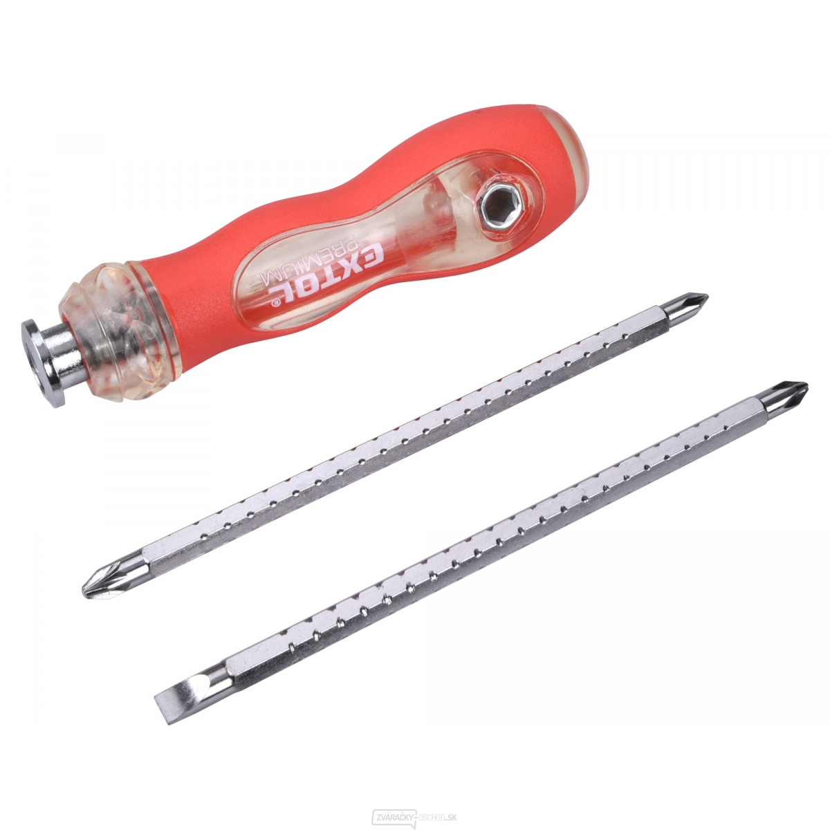 Skrutkovač s T-rukoväťou a dvoma obojstrannými hrotmi, 1/4"x 150mm, (-) 6mm, PH 1-2, PZ2