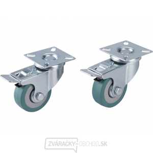 Kolieska otočné s obručou zo šedej gumy a brzdou, sada 2ks, priemer 50mm Kolieska otočné s obručou zo šedej gumy a brzdou, sada 2ks, priemer 50mm gallery main image