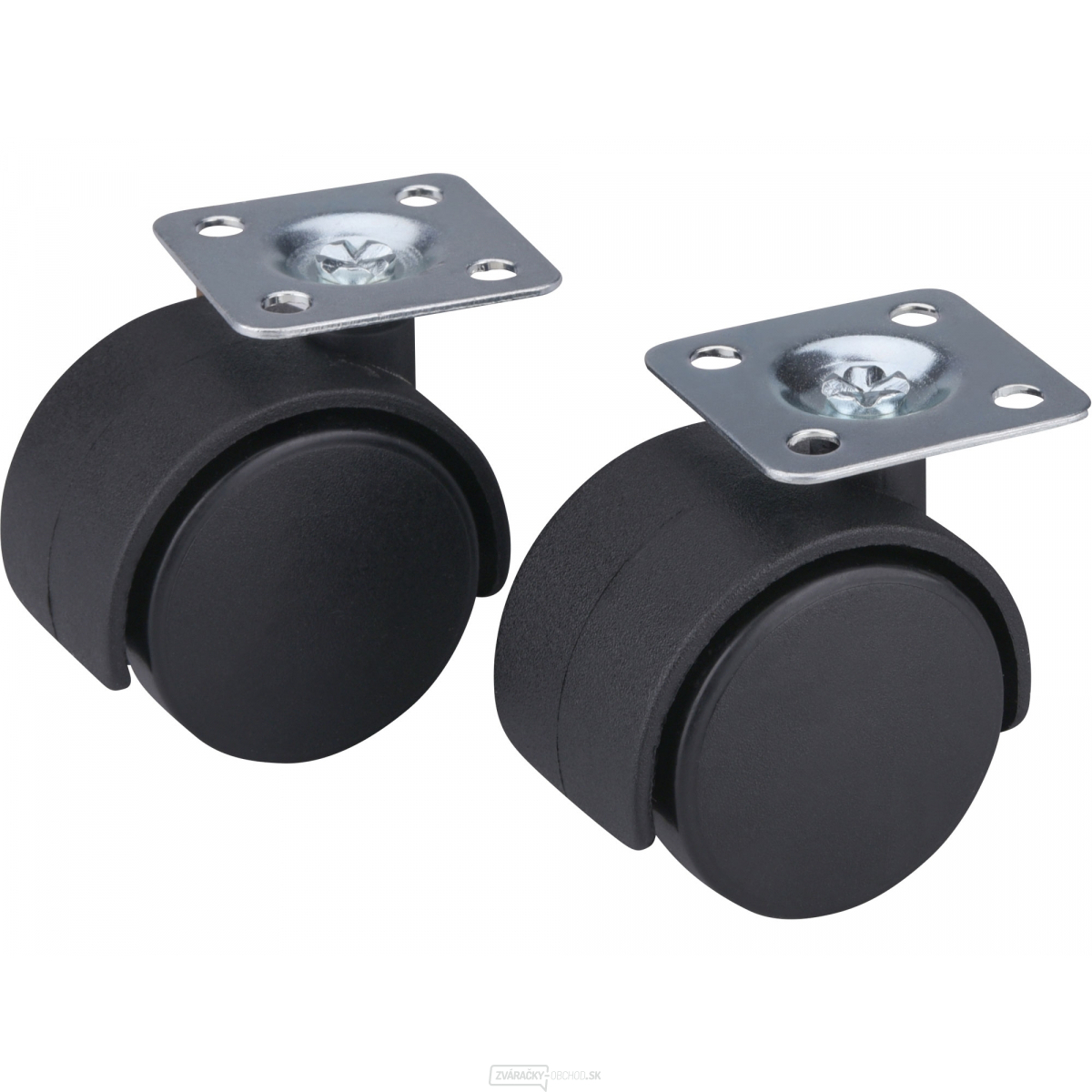 Kolieska otočné nylonové, sada 2ks, priemer 40mm so základňou