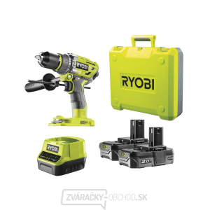 Ryobi R18PD7-220B aku 18 V bezuhlíkový príklepová vŕtačka + 2x 2Ah batéria + nabíjačka ONE +